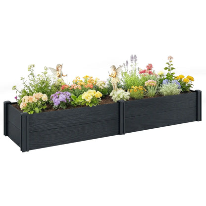 Vinyl Raised Garden Bed Kit, 6.5 x 2 x 1ft, Grey Wood Effect, Grey Wooden Planter Boxes at Gallery Canada