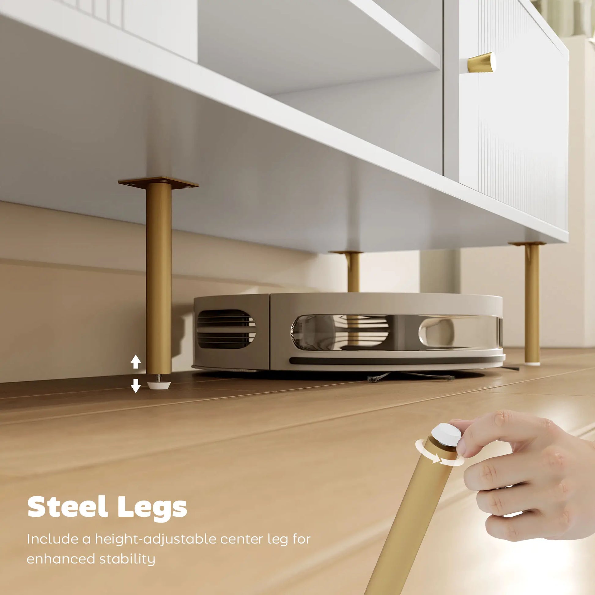 TV Stand for 65 Inch TVs, Entertainment Center with Shelves and Cabinets, White TV Stands at Gallery Canada