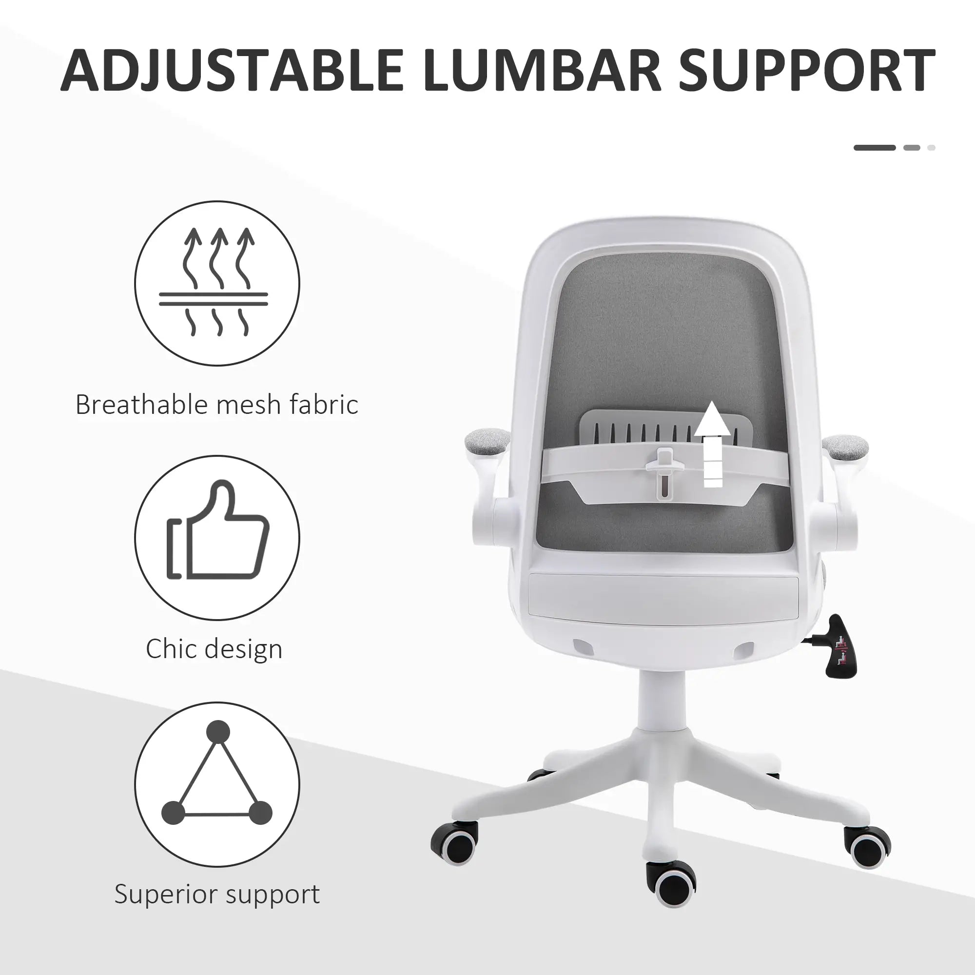 360° Swivel Office Chair, Adjustable Height, Flip-Up Arms, Grey Task Chairs at Gallery Canada