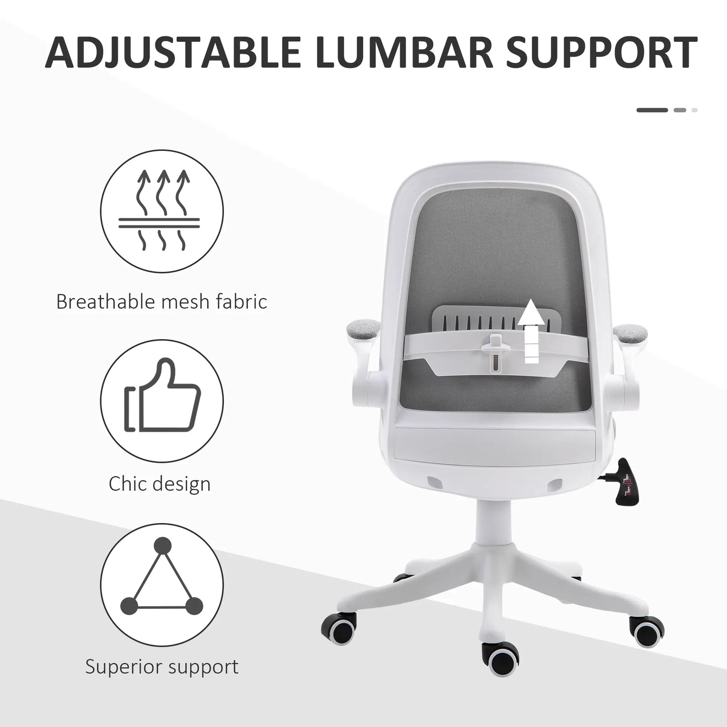 360° Swivel Office Chair, Adjustable Height, Flip-Up Arms, Grey Task Chairs at Gallery Canada