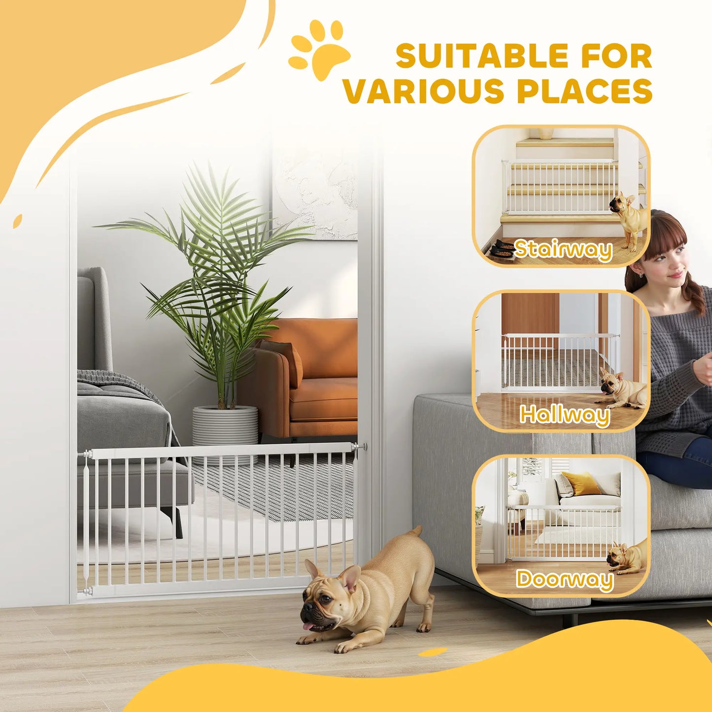 26-37 Inch Dog Gate, Adjustable Pet Gate, 18 Inch Tall, White Pet Gates at Gallery Canada