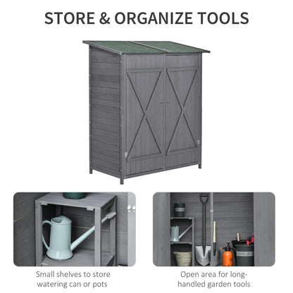 Garden Storage Shed, Asphalt Roof, Wooden, Double Door, Green and Grey Sheds at Gallery Canada
