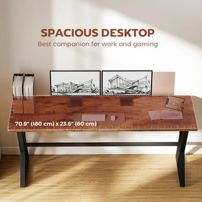 71" Computer Desk, Industrial Writing Table, Rustic Brown Writing Desks at Gallery Canada
