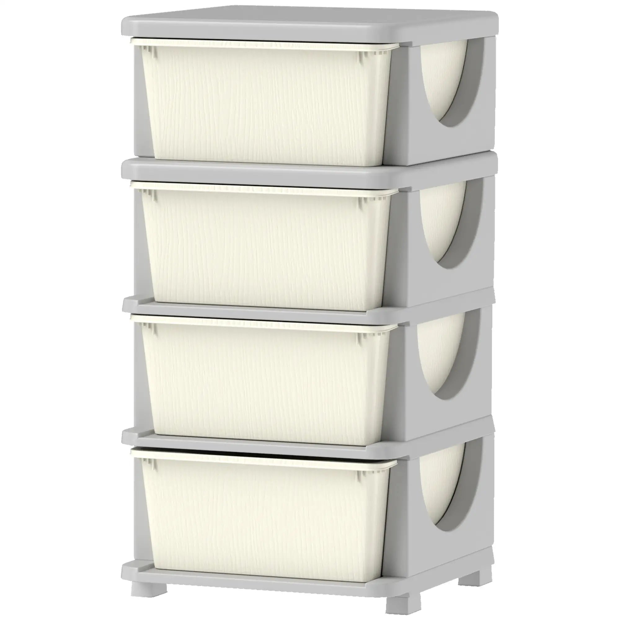 4 Tier Kids Toy Organizer, 4 Plastic Drawers, Cream White Baby & Kids Storage Cream at Gallery Canada
