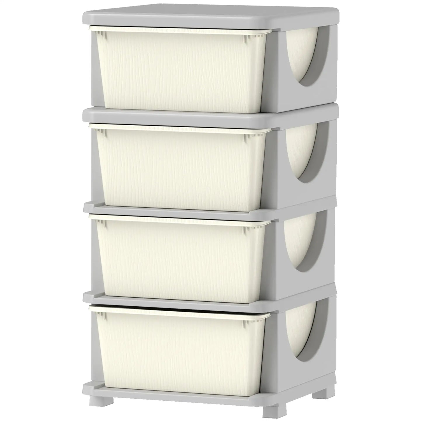 4 Tier Kids Toy Organizer, 4 Plastic Drawers, Cream White Baby & Kids Storage Cream at Gallery Canada