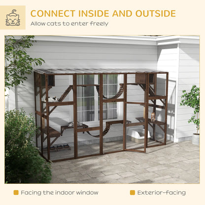 Large Outdoor Catio, Condos, Platforms, Doors, Ladders, Weather-Resistant Roof, Espresso Outdoor Cat Enclosures at Gallery Canada