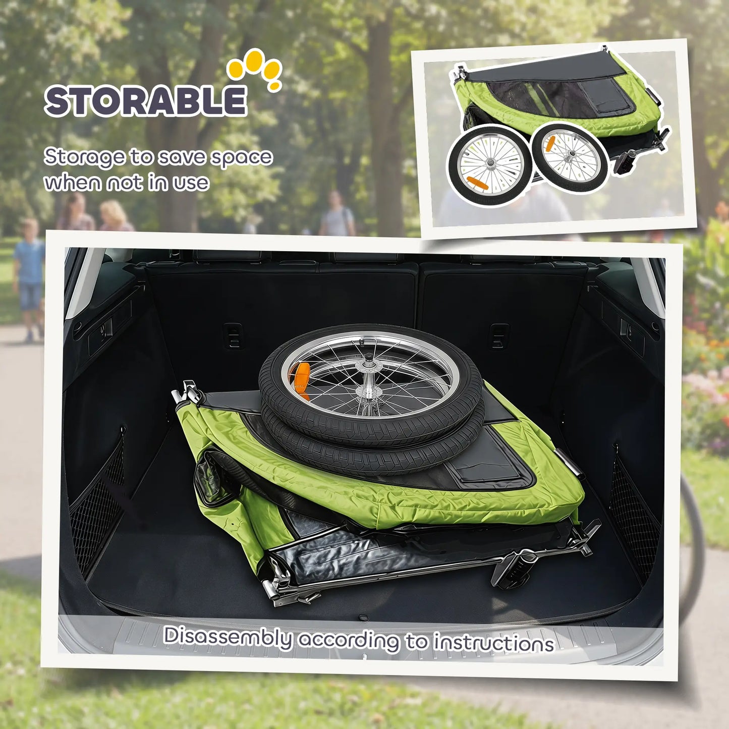 2 in 1 Dog Bike Trailer, Foldable Pet Stroller, Dog Bicycle Trailer with Suspension, Universal Bicycle Coupler, Green Dog Bike Trailers & Strollers at Gallery Canada