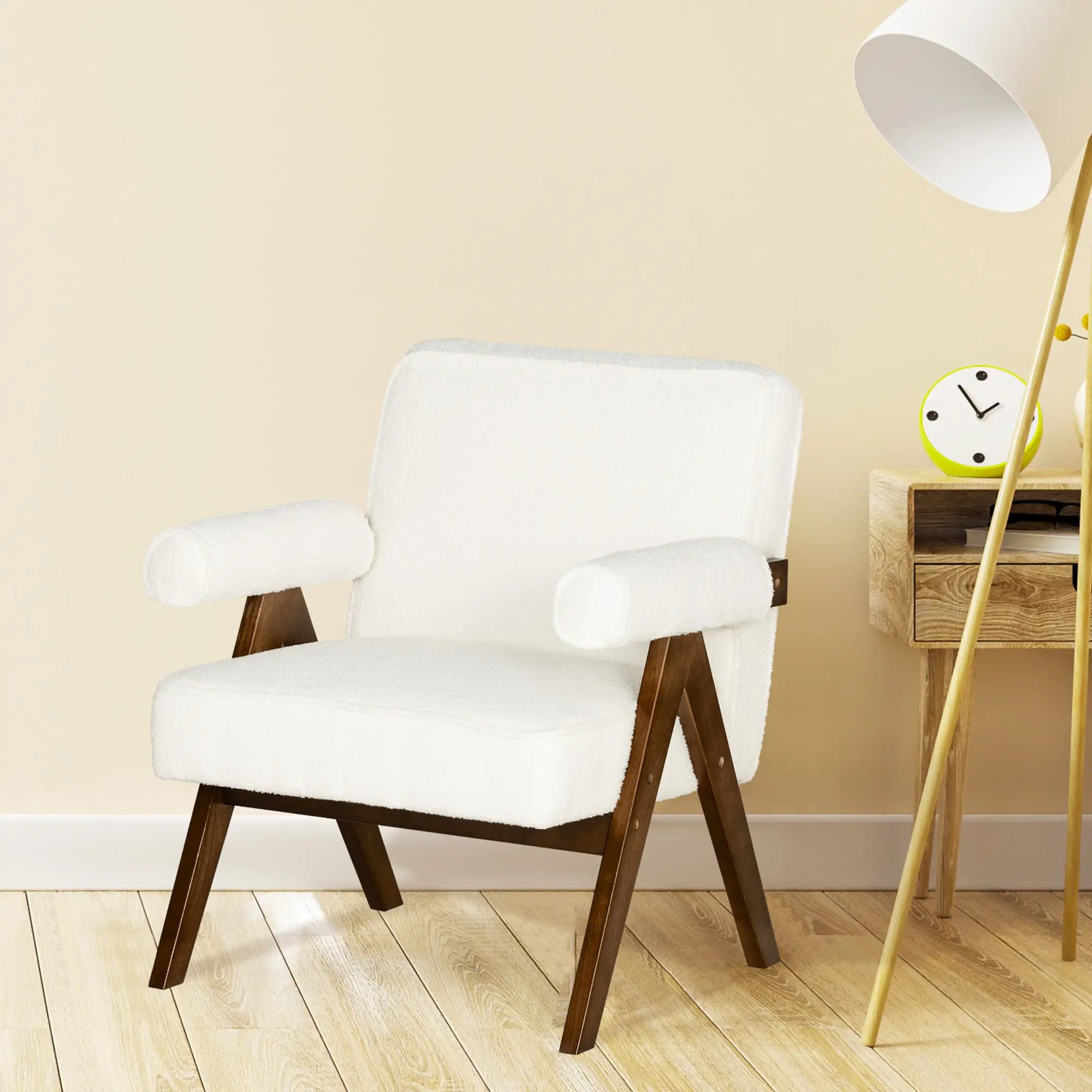 Cashmere Accent Chair, Wide Seat, Soft Padded Armrests, Cream White Accent Chairs at Gallery Canada