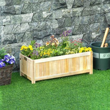 Foldable Elevated Planter Box, Wooden Raised Garden Bed, 48x24x30in, Natural Wooden Planter Boxes at Gallery Canada