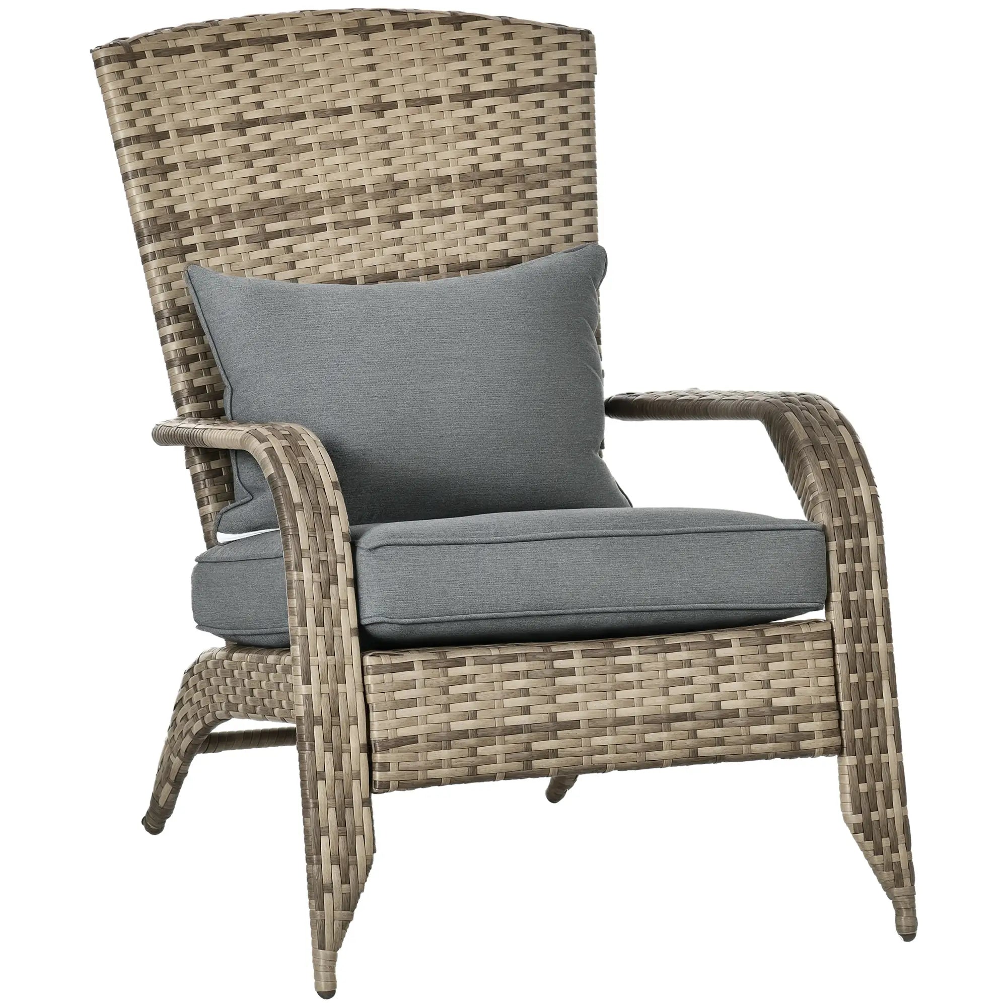 PE Rattan Adirondack Chair With Cushions, Mixed Grey Patio Chairs at Gallery Canada