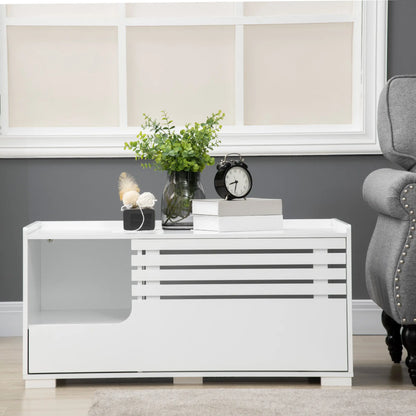 Hidden Cat Litter Box Furniture, With Storage and Side Table, White Cat Litter Box Enclosures at Gallery Canada