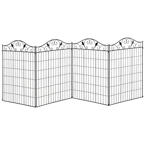 Garden Decorative Fence, 4 Panels 44in x 12ft, Steel Wire Border Edging