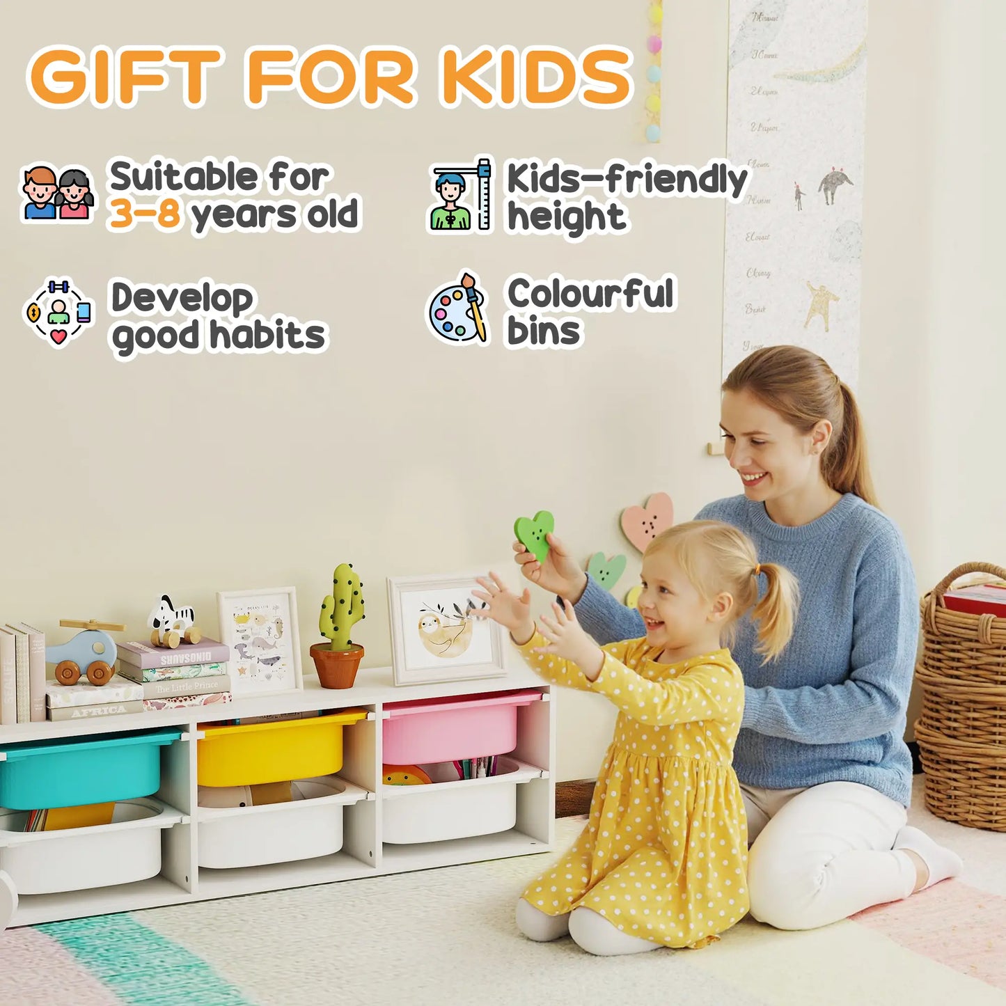 Kids Toy Storage Organizer with 6 Removable Plastic Bins Bookshelves & Bookcases at Gallery Canada