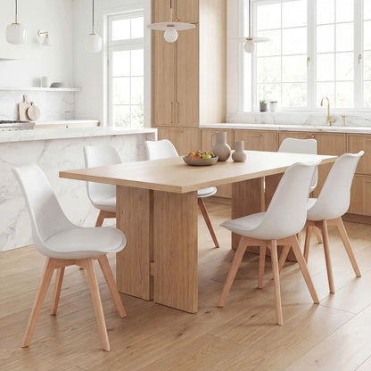 Rubber Wood Dining Table Chairs Set, 6 Chairs, PU Leather Cushion Dining Chairs at Gallery Canada