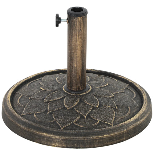 Round Patio Umbrella Base, 26 lbs Resin Stand, Heavy Duty Holder, Bronze