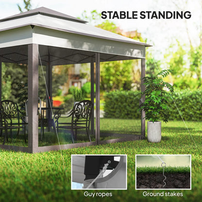 11' x 11' Pop Up Canopy, 2-Tier Soft Top Shelter Tent With Netting, Mixed Grey Pop Up Canopies at Gallery Canada