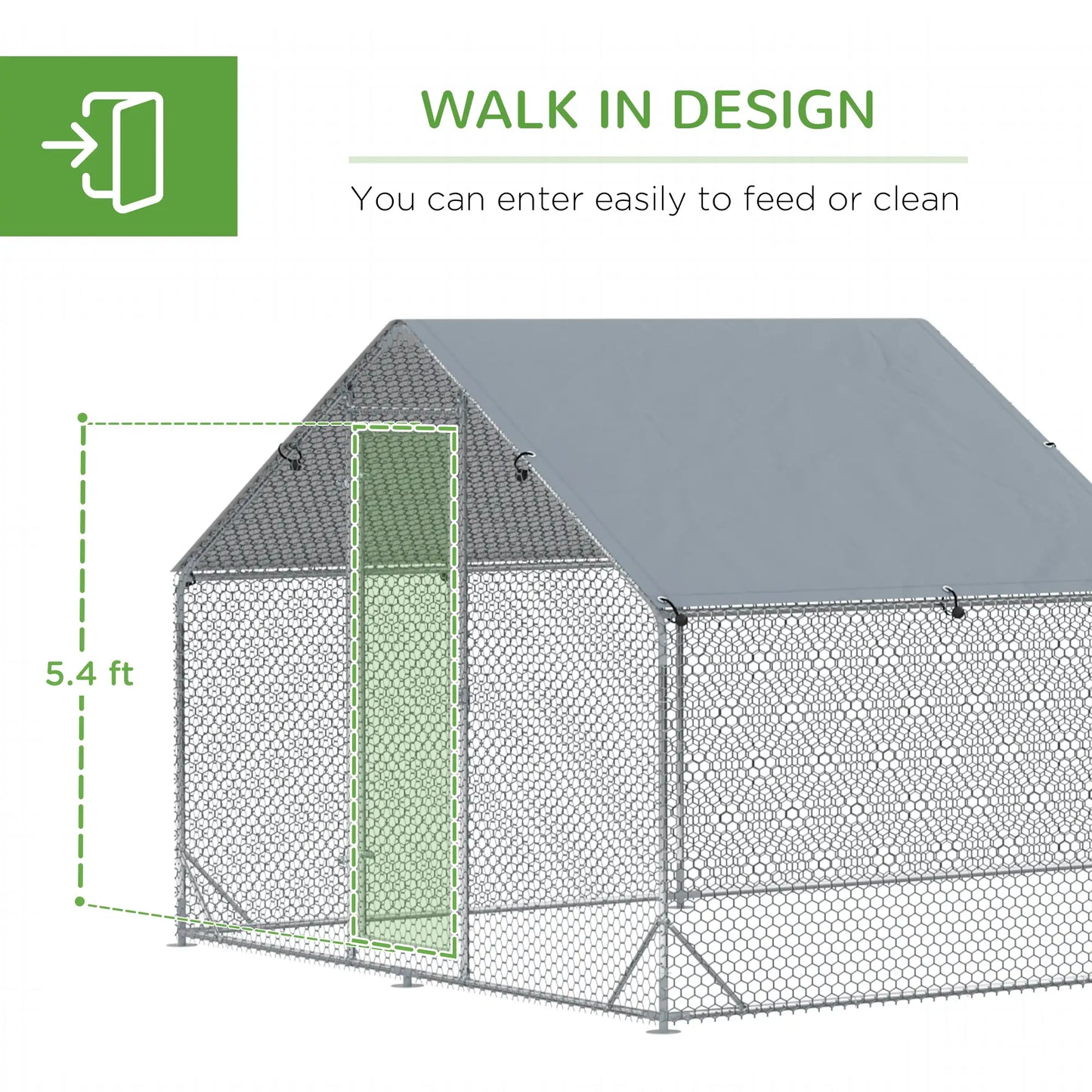 19.7' x 9.8' Metal Chicken Run, Waterproof Anti-UV Cover Chicken Coops at Gallery Canada