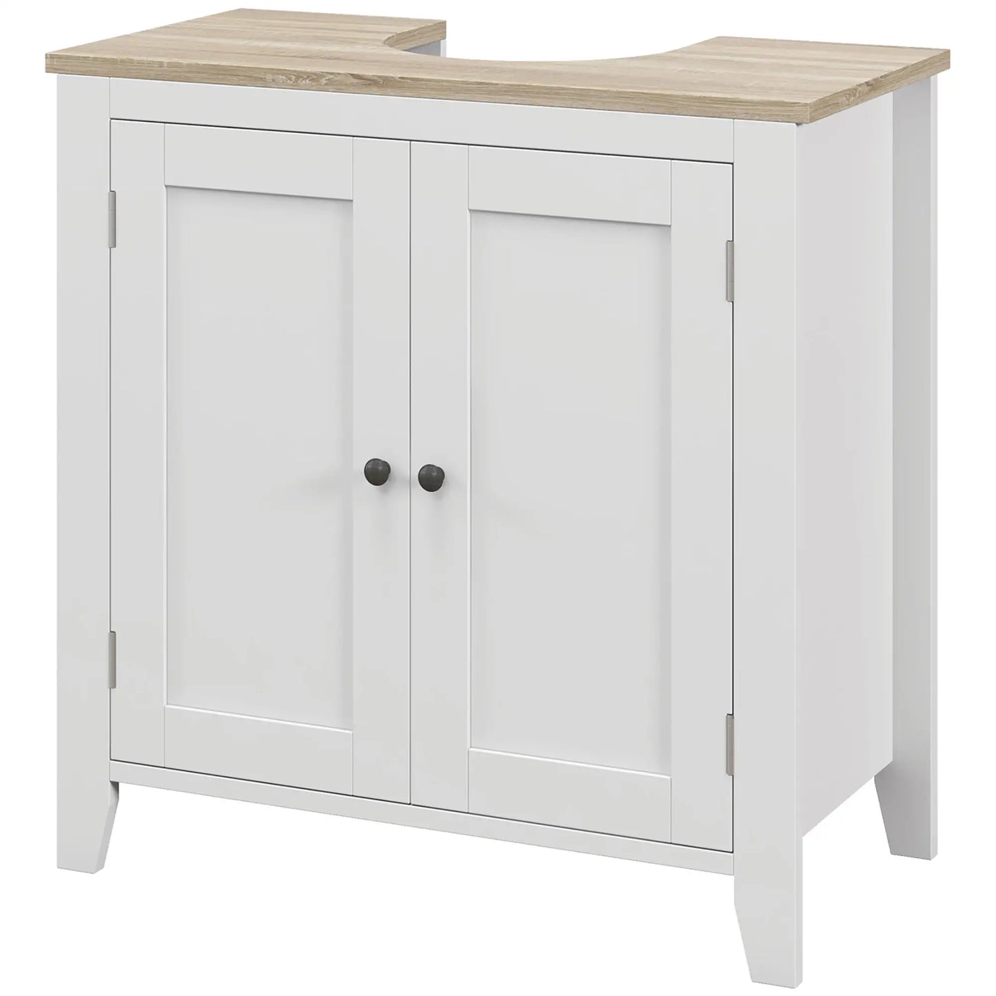 Bathroom Sink Vanity Unit, U-Shape Design, Adjustable Shelf, White Bathroom Cabinets at Gallery Canada