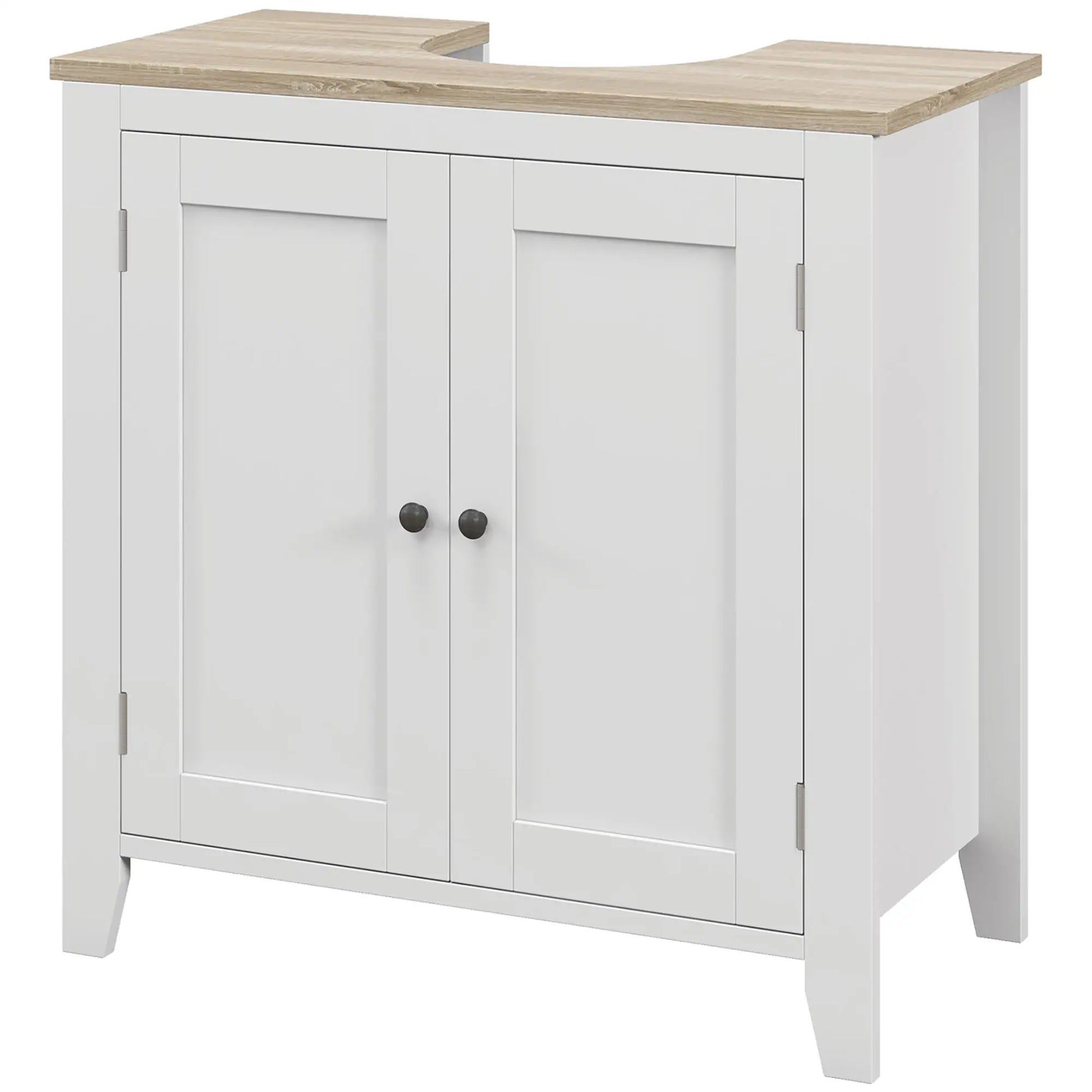 Bathroom Sink Vanity Unit, U-Shape Design, Adjustable Shelf, White Bathroom Cabinets at Gallery Canada