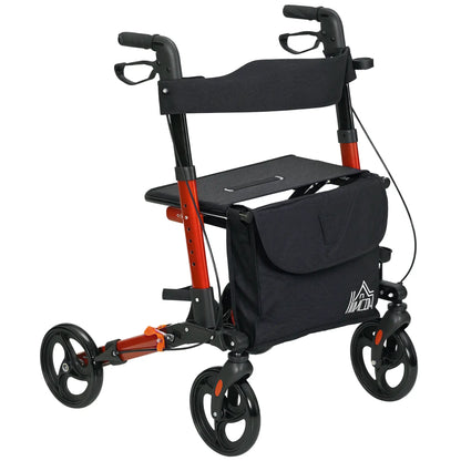 Senior Rollator with Seat, Back, Cane Holder, Adjustable Handle, Red Knee Walker & Wheelchair Ramps at Gallery Canada