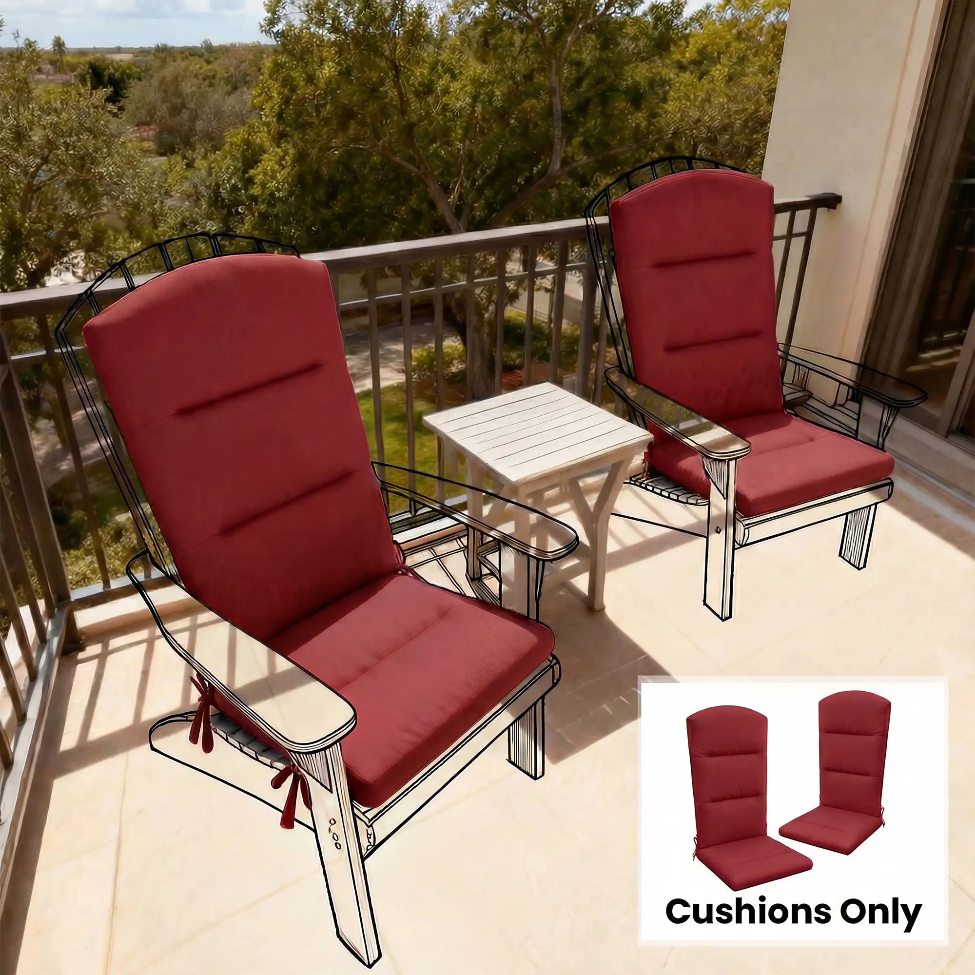 Adirondack Chair Replacement Cushion, Wine Red Patio Chair Cushions at Gallery Canada