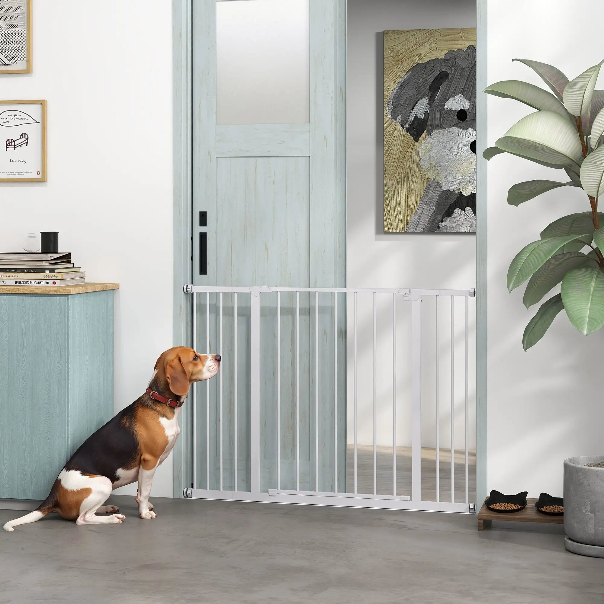 Pressure Fit Dog Gate, 29.9''-42.1'' Width, White Houses, Kennels & Pens at Gallery Canada