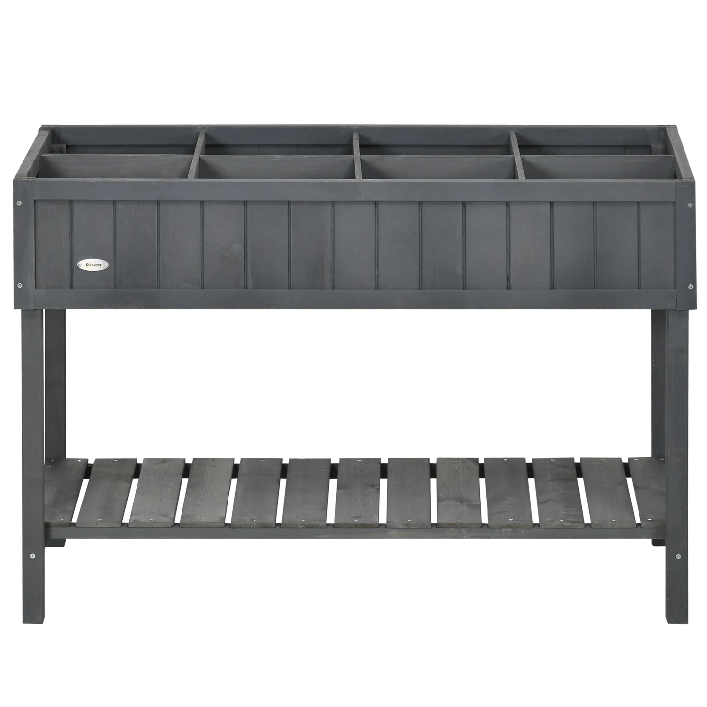 43.25" x 18" x 30" Raised Garden Bed, Wooden Plant Stand, Dark Grey Elevated Garden Beds Dark Grey at Gallery Canada