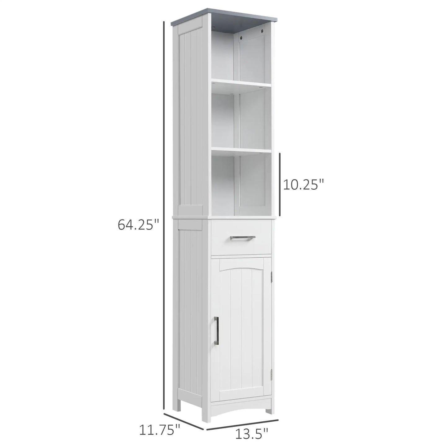 Tall Bathroom Storage Cabinet, 3 Tier Shelf with Drawer, White Bathroom Cabinets at Gallery Canada