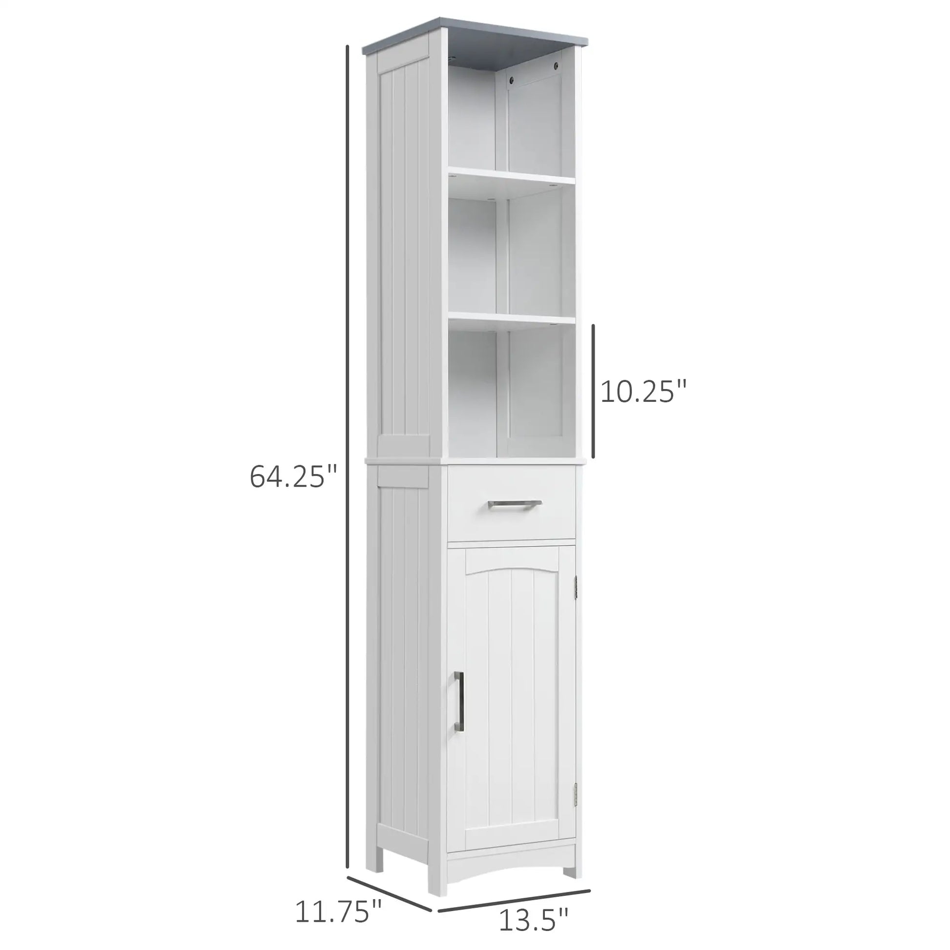 Tall Bathroom Storage Cabinet, 3 Tier Shelf with Drawer, White Bathroom Cabinets at Gallery Canada