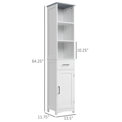Tall Bathroom Storage Cabinet, 3 Tier Shelf with Drawer, White Bathroom Cabinets at Gallery Canada