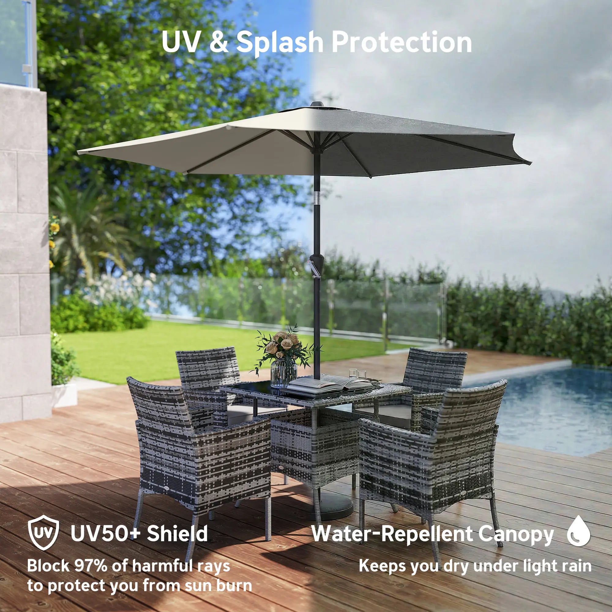9FT Patio Umbrella, Outdoor Tilt Crank UV Protection Sun Umbrellas at Gallery Canada