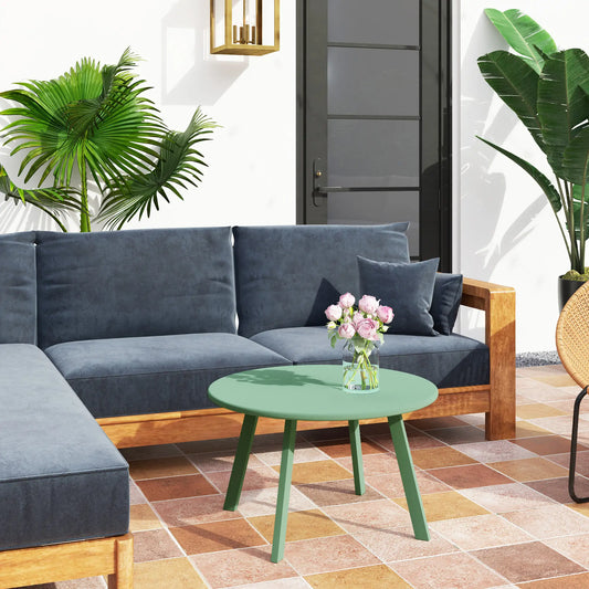 Round Outdoor Side Table, Metal Frame, Non-Slip Foot Pads, Green Patio Side Tables Green at Gallery Canada