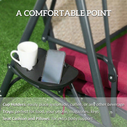 Outdoor 3-Seat Porch Swing With Canopy, Rattan, Cushion, Cushion Patio Swings with Stand at Gallery Canada
