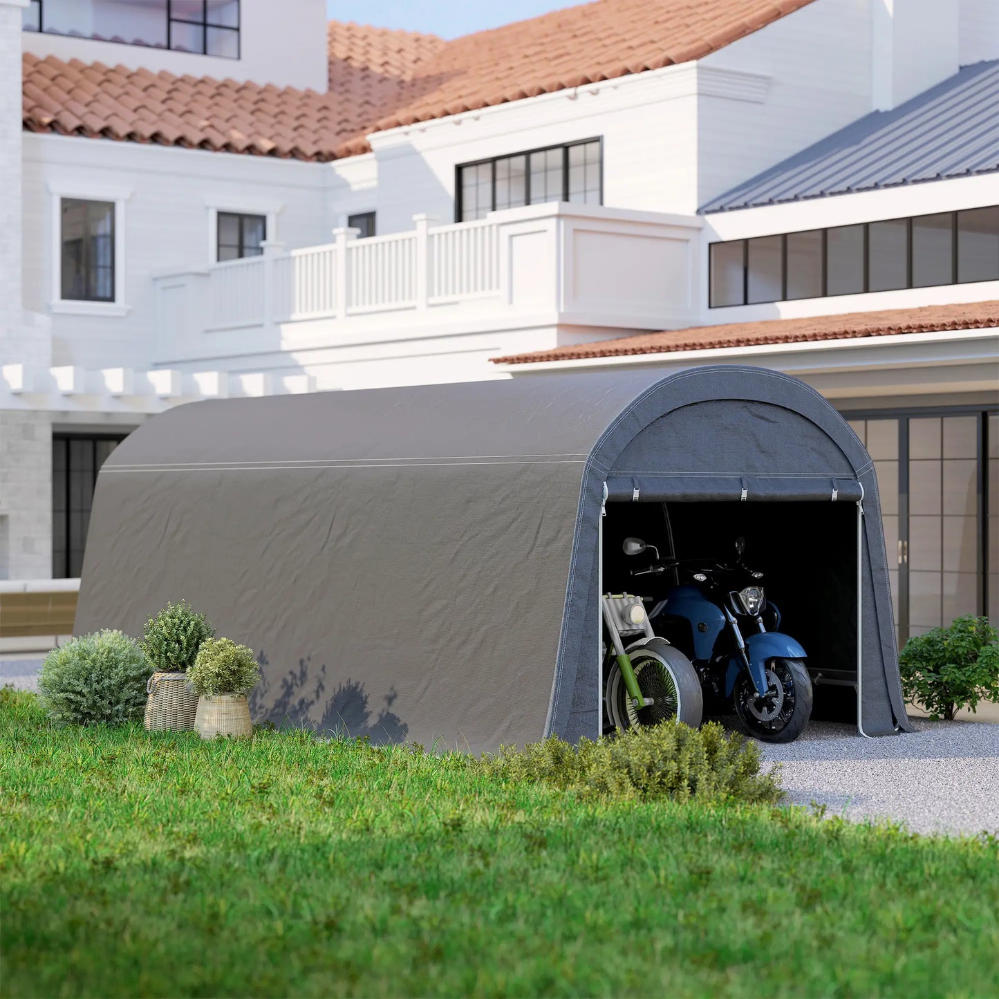 10' x 20' Portable Shed, Motorcycle Bike Tent, Dark Grey Car Shelters at Gallery Canada