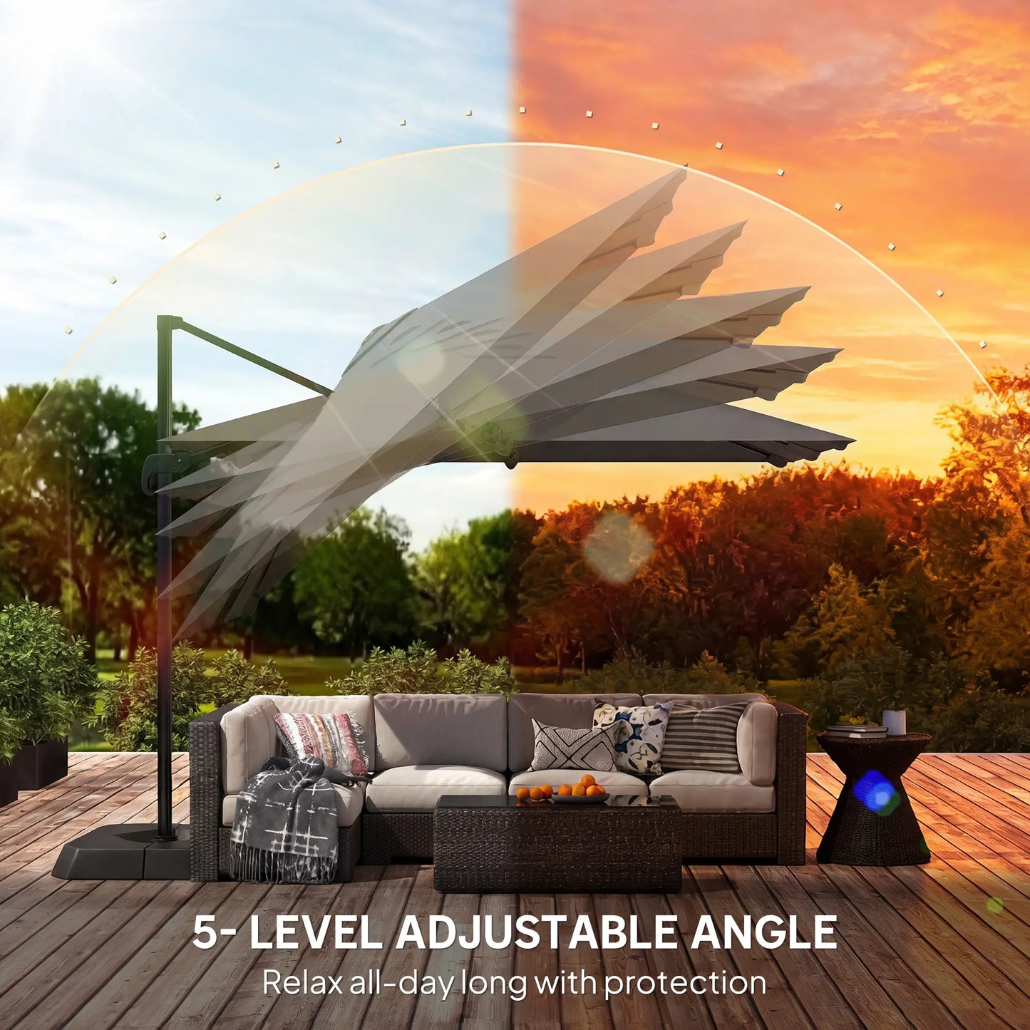 10 FT Outdoor Offset Cantilever Umbrella, Crank Handle, Tilt, 360° Rotation Offset Cantilever Umbrellas at Gallery Canada