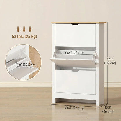 Shoe Storage Cabinet, 3 Flip Drawers, Adjustable Shelves, 9-18 Pairs, White Shoe Storage Cabinets & Racks at Gallery Canada