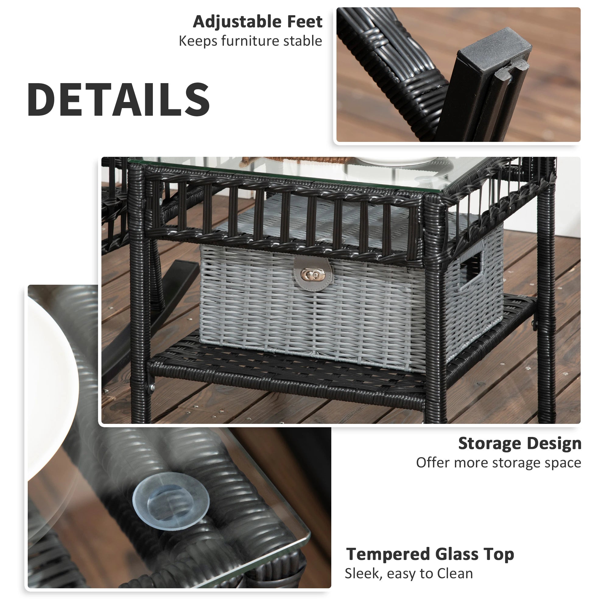 3-Piece Outdoor PE Rattan Rocker Chair Set, 25