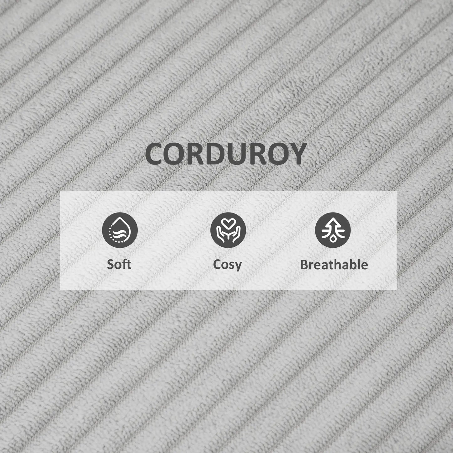 Corduroy Accent Chair Armchair with Wide Seat and Soft Padded Armrests for Reading, Bedroom, Light Grey Accent Chairs at Gallery Canada