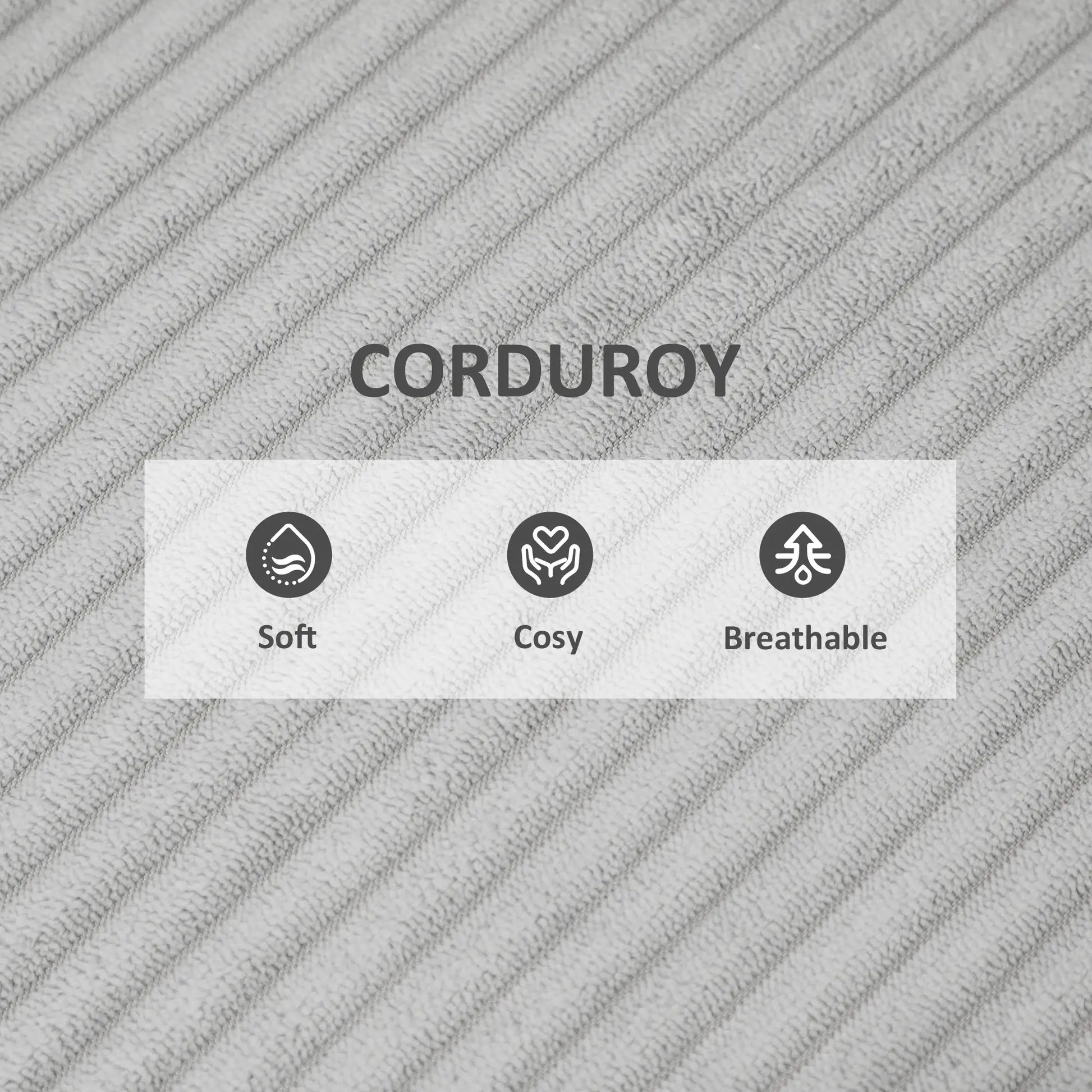 Corduroy Accent Chair Armchair with Wide Seat and Soft Padded Armrests for Reading, Bedroom, Light Grey Accent Chairs at Gallery Canada