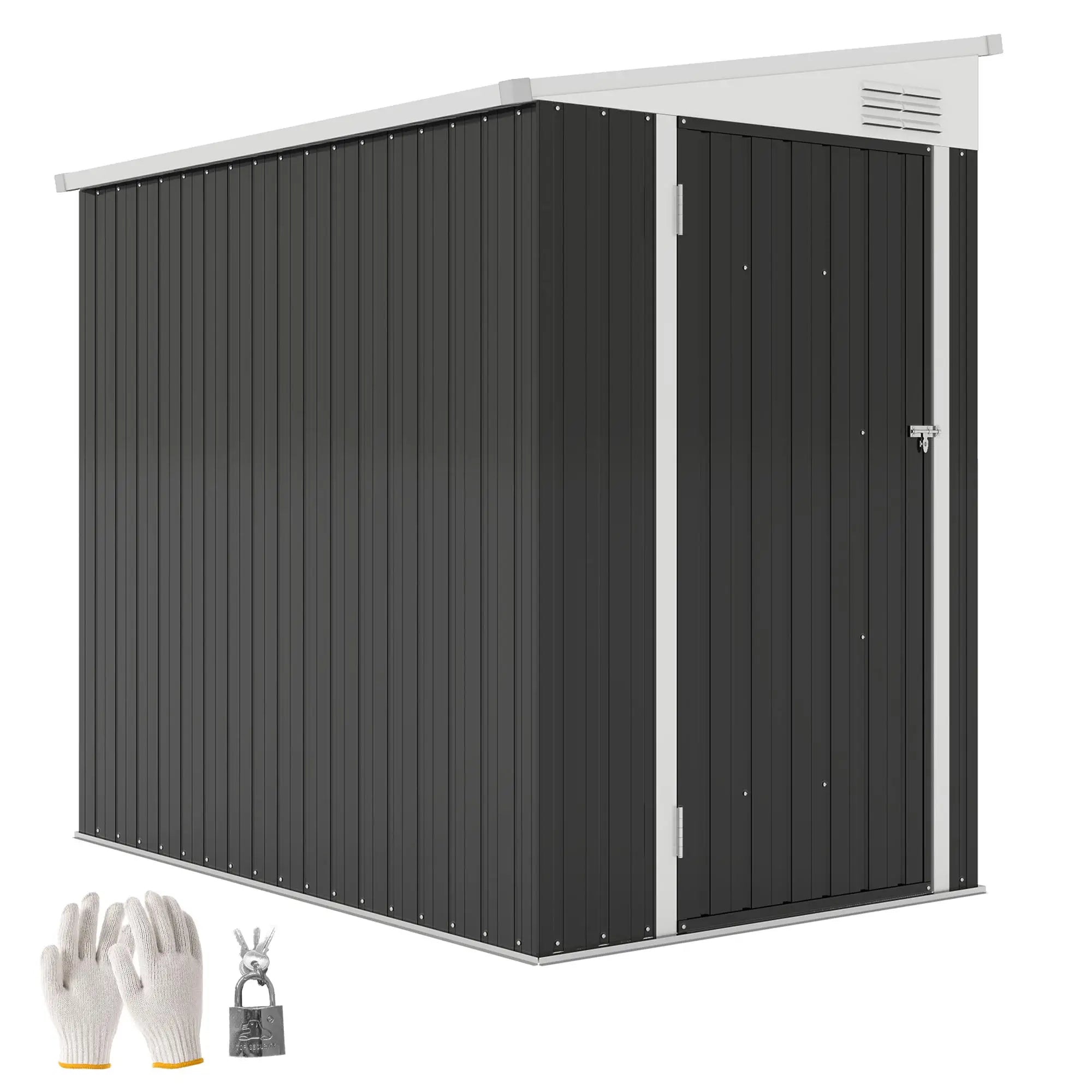 4' x 6' Outdoor Metal Storage Shed, Lockable Door, Dark Grey Sheds at Gallery Canada