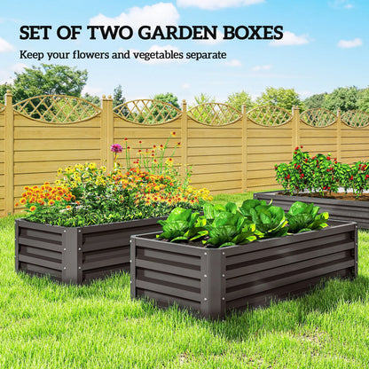 Galvanized Raised Garden Beds, Outdoor Planter Box, Set of 2, Dark Grey Galvanized Planter Boxes at Gallery Canada