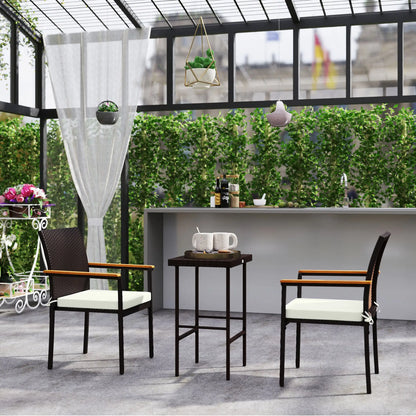 Stackable Wicker Patio Chairs, Set of 2, Removable Cushion, Cream White Patio Chairs at Gallery Canada