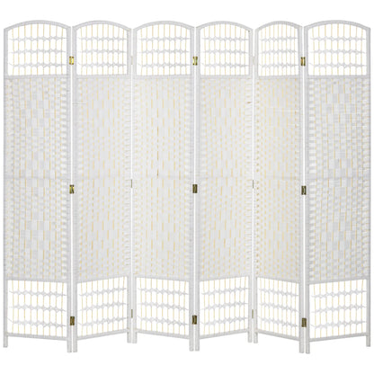 6 Panel Folding Room Divider, Portable Privacy Screen, White Room Dividers at Gallery Canada