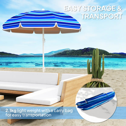 70.9" Dia. Portable Beach Umbrella, UV 50+ Adjustable Tilt, Multicolor Beach Umbrellas at Gallery Canada