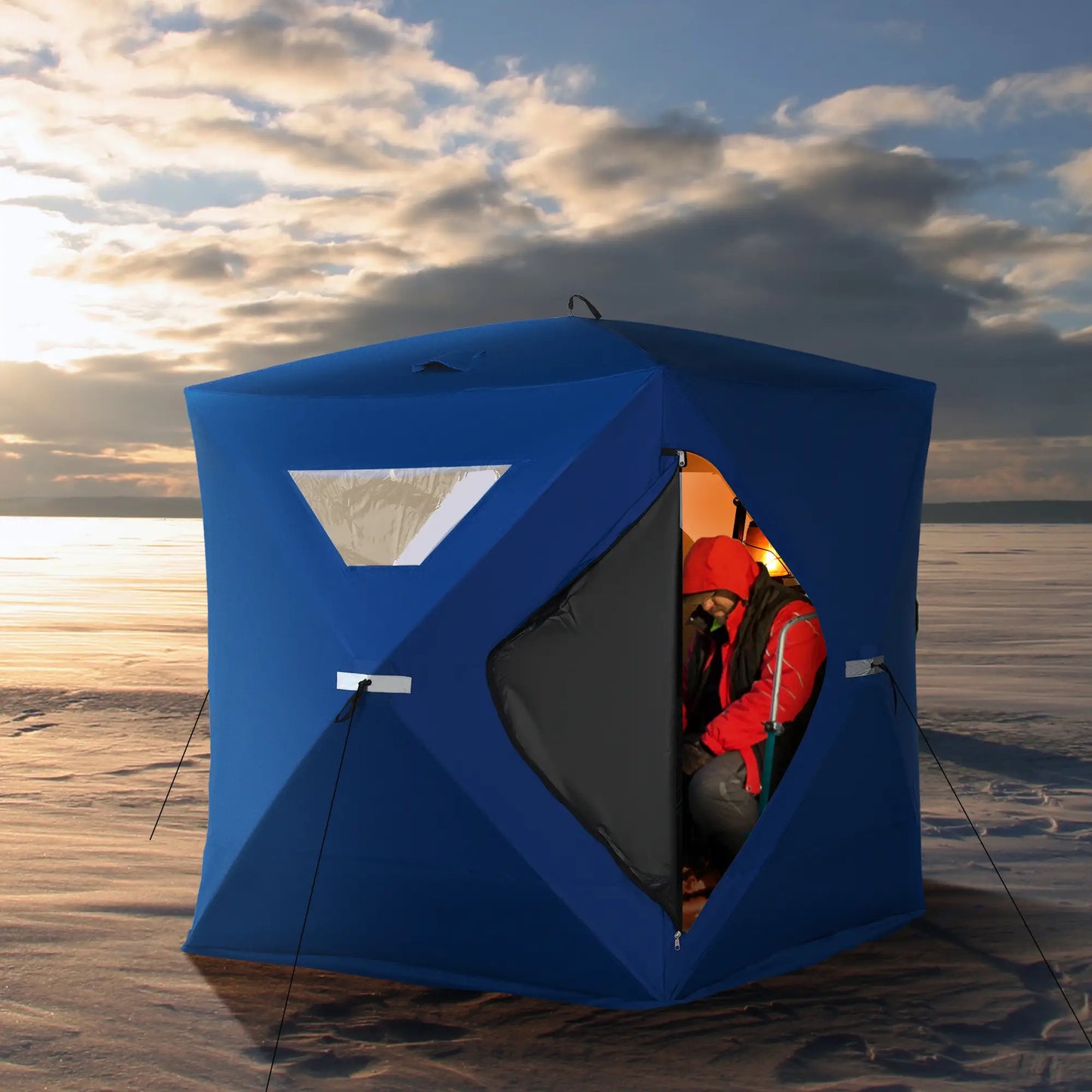 2-4 Person Pop-Up Ice Fishing Tent, Windproof Windows, Carrying Bag, Blue Ice Fishing Tents at Gallery Canada