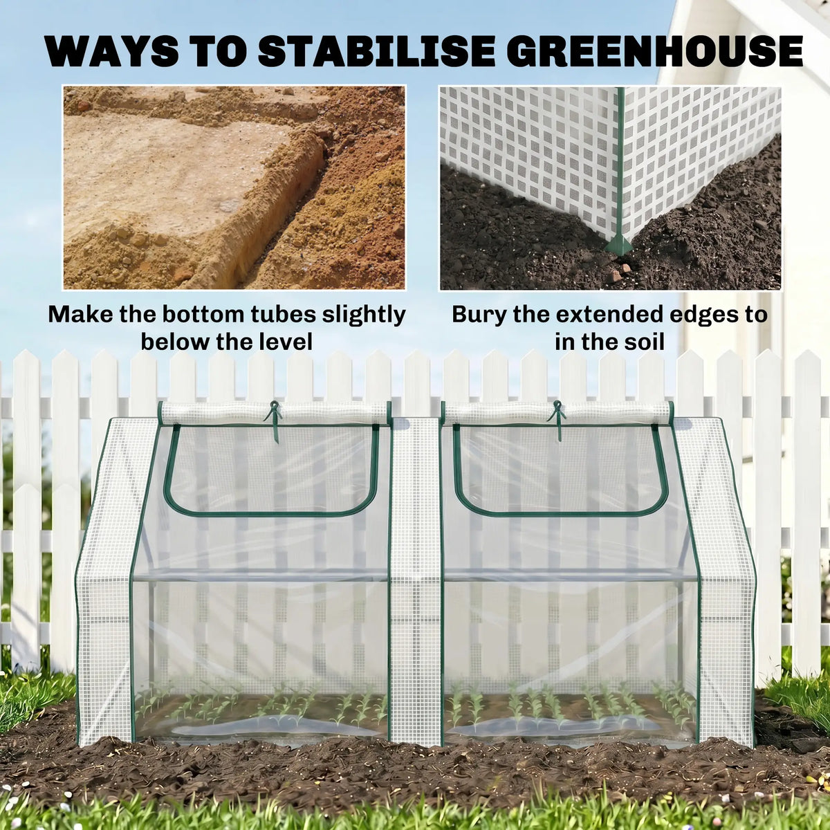 6' x 3' x 3' Portable Mini Greenhouse, 2 PE Covers, Steel Frame, White Mini Greenhouses at Gallery Canada