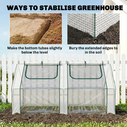 6' x 3' x 3' Portable Mini Greenhouse, 2 PE Covers, Steel Frame, White Mini Greenhouses at Gallery Canada
