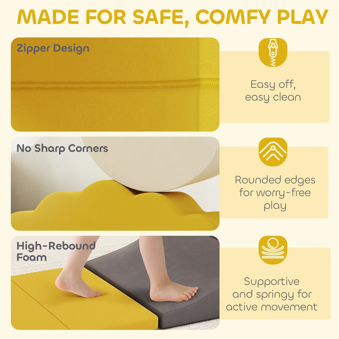 7-Piece Baby Soft Play Set, Indoor Gym for Crawling, Sliding, Yellow Kids Gym & Playmats at Gallery Canada