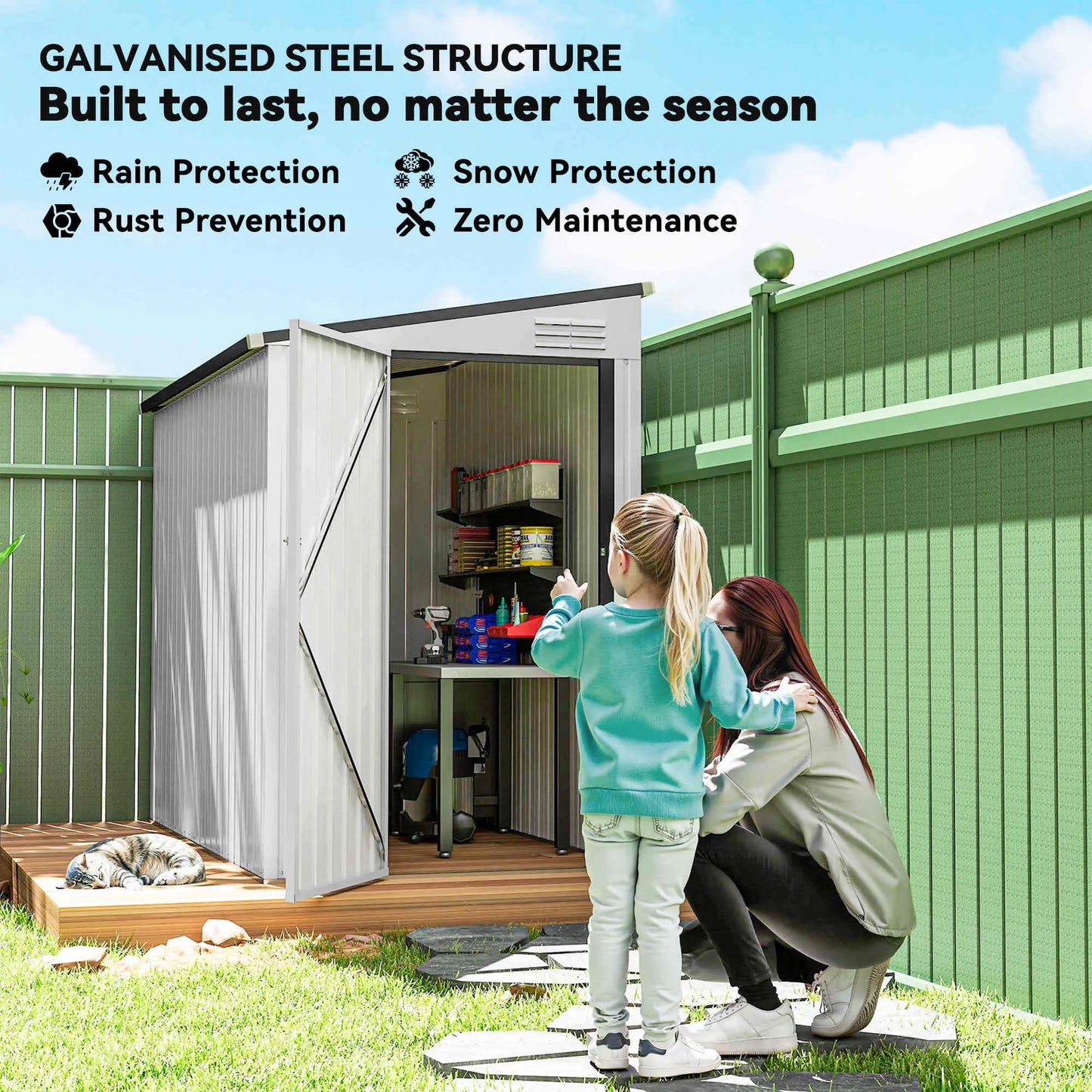4' x 8' Outdoor Metal Storage Shed With Lockable Door, White Sheds at Gallery Canada