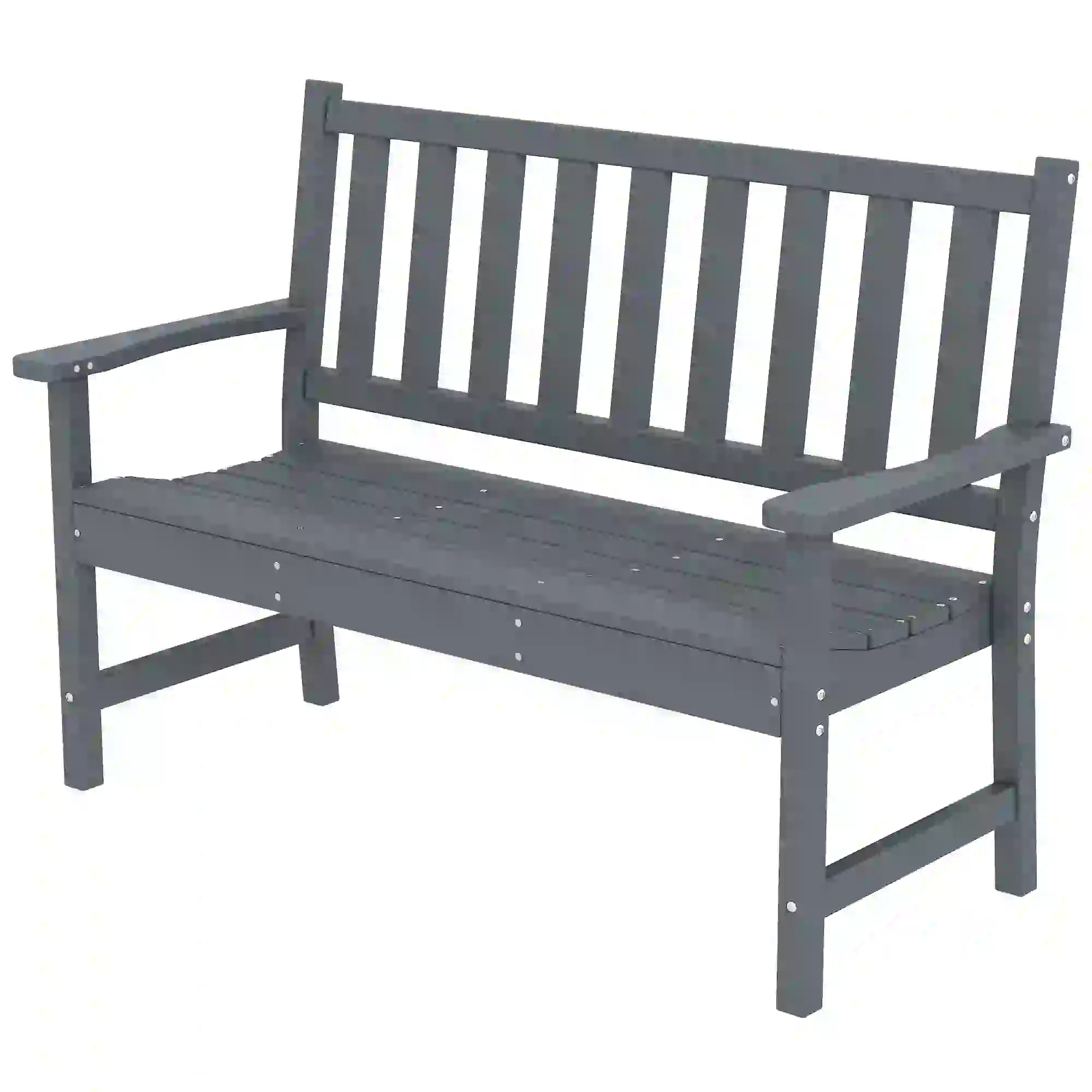 Outdoor Garden Bench, HDPE Weatherproof, 2-Person Seating Outdoor Benches Grey at Gallery Canada
